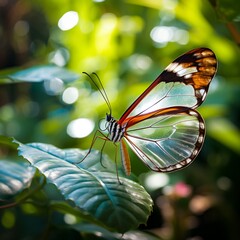 Fototapeta na wymiar butterfly on a leaf generated by AI