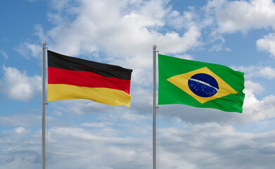 Germany and Brazil flags, country relationship concept