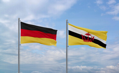 Brunei and Germany flags, country relationship concepts