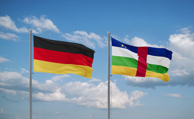 Central African Republic and Germany flags, country relationship concept