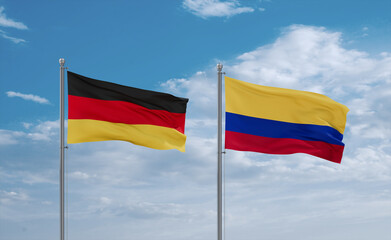 Colombia and Germany flags, country relationship concept