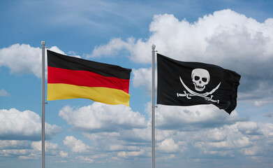 Pirate and Germany flags, country relationship concept