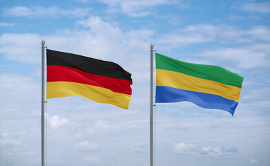 Gabon and Germany flags, country relationship concept