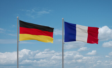 Germany and France flags, country relationship concept