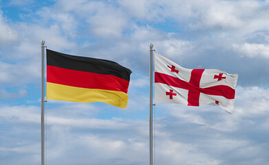 Georgia and Germany flags, country relationship concept