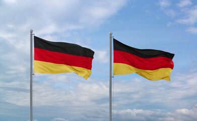 Two Germany flags, country relationship concept