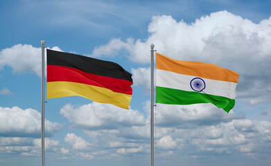 India and Germany flags, country relationship concept