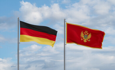 Montenegro and Germany flags, country relationship concept