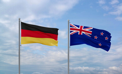 New Zealand and Germany flags, country relationship concept