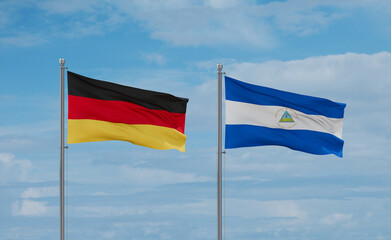 Nicaragua and Germany flags, country relationship concept