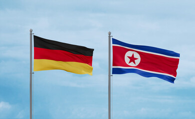 North Korea and Germany flags, country relationship concept