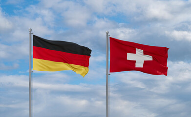 Switzerland and Germany flags, country relationship concept
