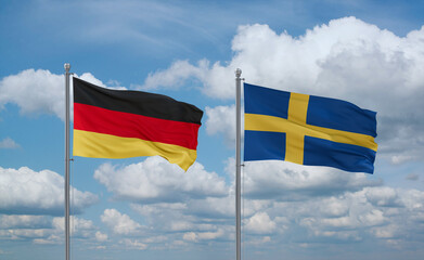 Sweden and Germany flags, country relationship concept