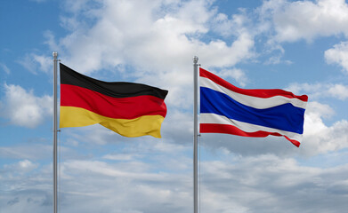 Thailand and Germany flags, country relationship concept