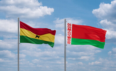 Belarus and Ghana flags, country relationship concept
