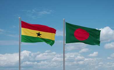 Bangladesh and Ghana flags, country relationship concept