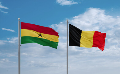 Belgium and Ghana flags, country relationship concept