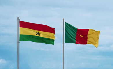 Cameroon and Ghana flags, country relationship concept