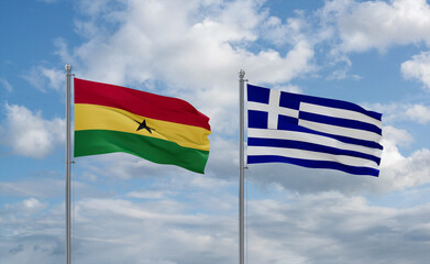 Greece and Ghana flags, country relationship concept