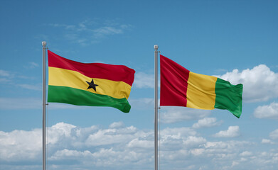 Guinea and Ghana flags, country relationship concept