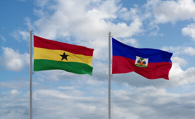 Haiti and Ghana flags, country relationship concept