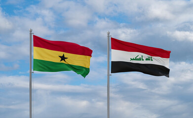 Iraq and Ghana flags, country relationship concept