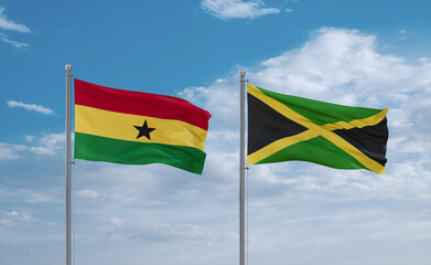 Jamaica and Ghana flags, country relationship concept