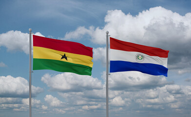 Paraguay and Ghana flags, country relationship concept