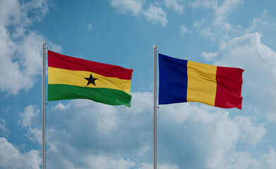 Romania and Ghana flags, country relationship concept