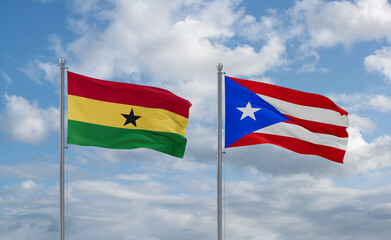 Puerto Rico and Ghana flags, country relationship concept