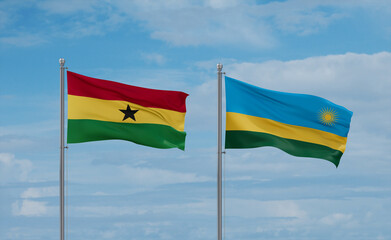 Rwanda and Ghana flags, country relationship concept
