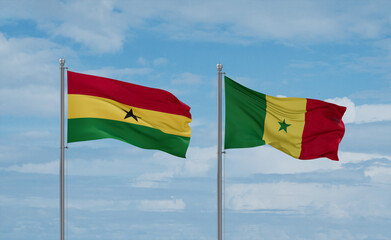 Senegal and Ghana flags, country relationship concept