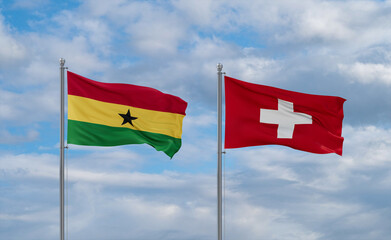 Switzerland and Ghana flags, country relationship concept