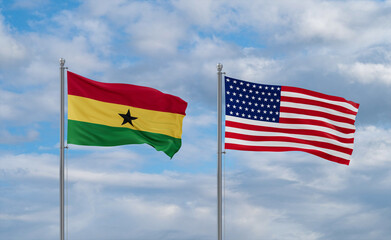 USA and Ghana flags, country relationship concepts