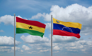 Venezuela and Ghana flags, country relationship concept