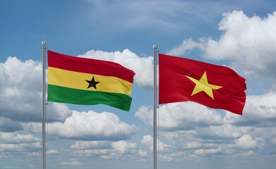 Vietnam and Ghana flags, country relationship concept