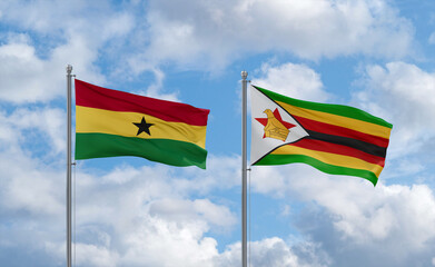 Zimbabwe and Ghana flags, country relationship concept