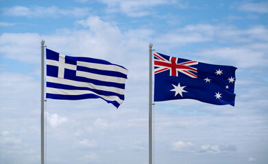 Australia and Greece flags, country relationship concept