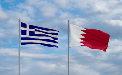 Bahrain and Greece flags, country relationship concept