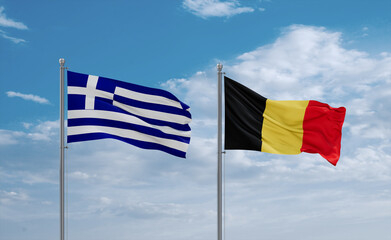 Belgium and Greece flags, country relationship concept