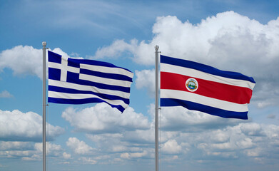 Costa Rico and Greece flags, country relationship concept