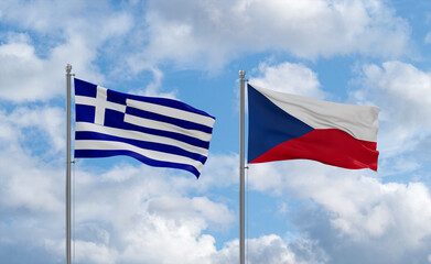 Czech Republic and Greece flags, country relationship concept