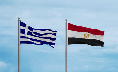 Egypt and Greece flags, country relationship concept