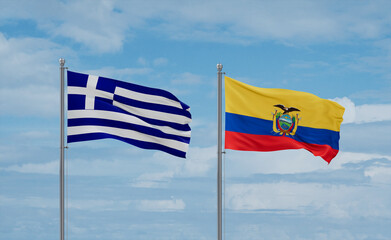 Ecuador and Greece flags, country relationship concept