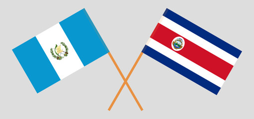 Crossed flags of Guatemala and Costa Rica. Official colors. Correct proportion