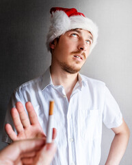 Young Man refuse a Cigarette