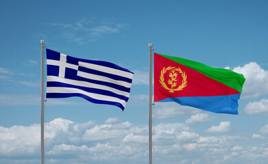 Eritrea and Greece flags, country relationship concept