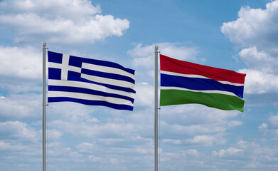 Gambia and Greece flags, country relationship concept