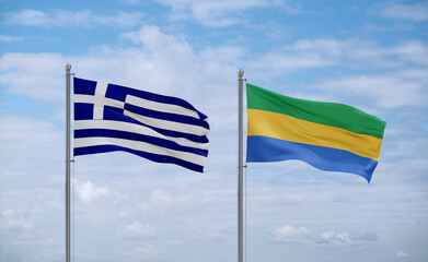 Gabon and Greece flags, country relationship concept