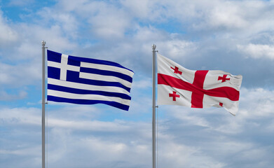 Georgia and Greece flags, country relationship concept
